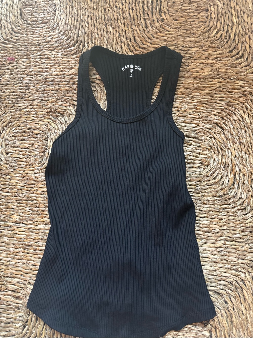 Year of Ours Black Ribbed Racerback Tank Top